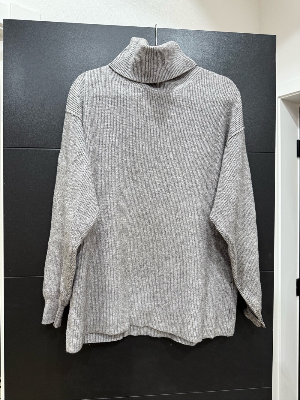 Free People Light Gray Ribbed Turtleneck Sweater